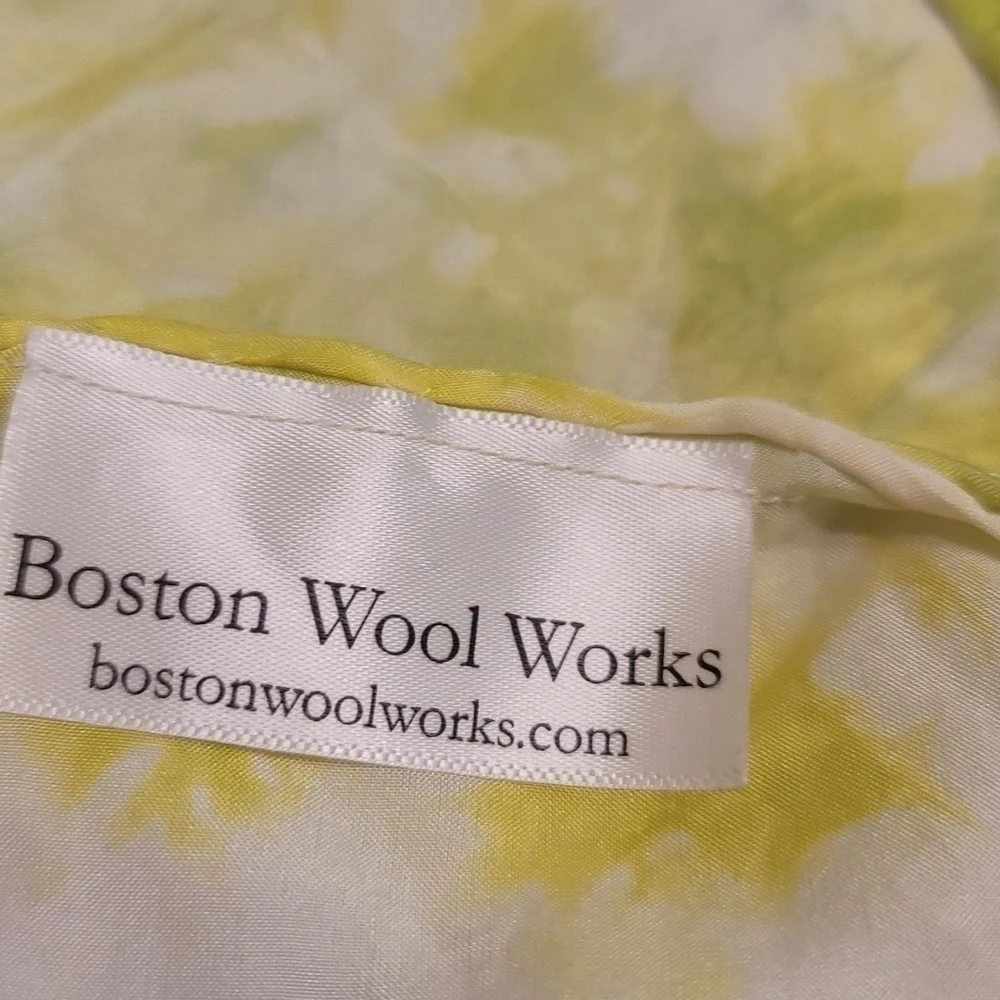 Boston Wool Works 100% Silk Tie-Dye Infinity Scarf Yellow And Green